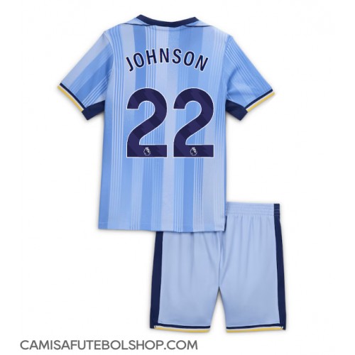 Camisa de time de futebol Tottenham Hotspur Brennan Johnson #22 Replicas 2º Equipamento Infantil 2024-25 Manga Curta (+ Calças curtas)